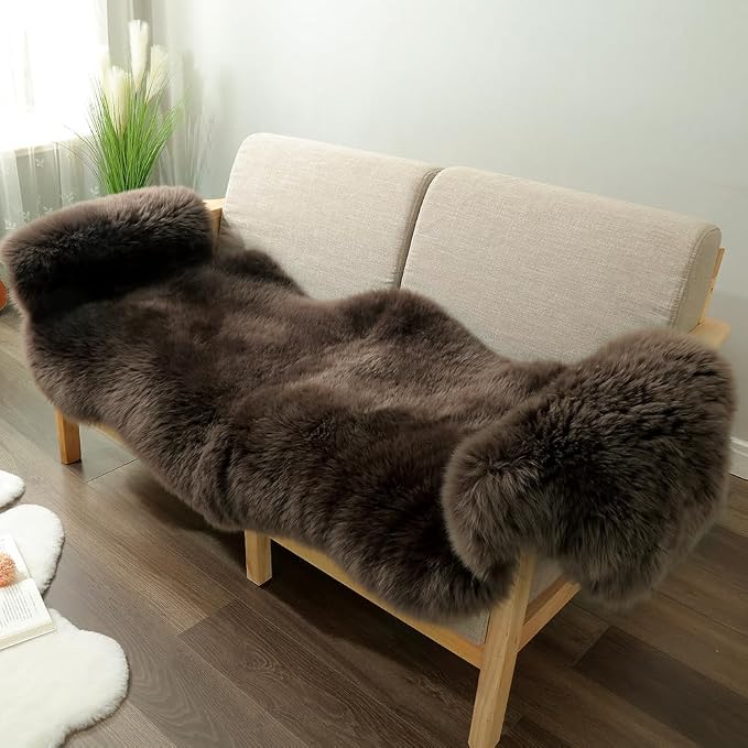 IRIWOOL Premium Genuine Fur Sheepskin Rug Real Australia Sheepskin Natural by IRIWOOL