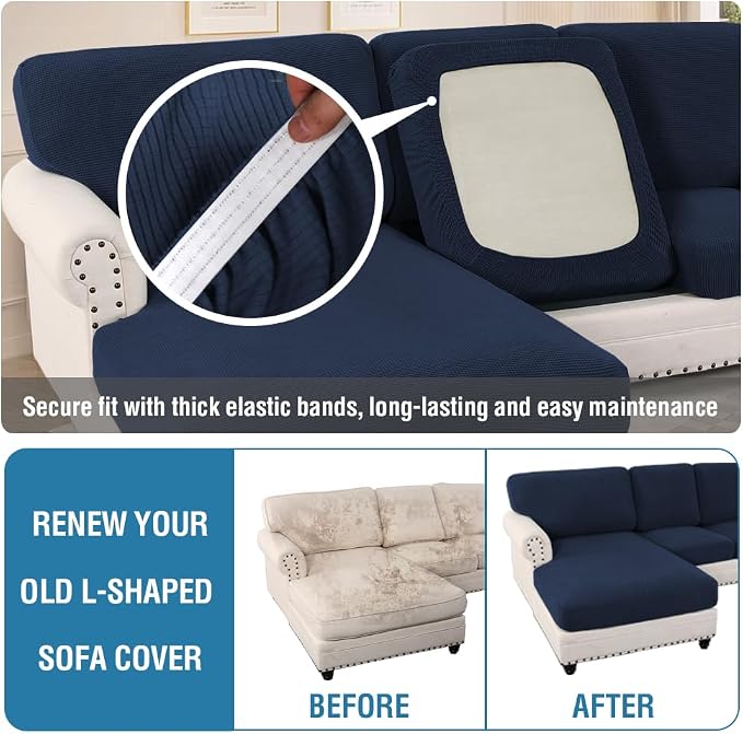 H.VERSAILTEX Sectional Couch Covers 6 Pieces Stretch Sofa Covers - Image 6