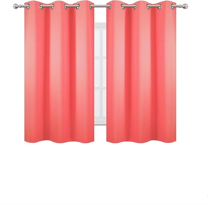 Coral Blackout Curtains 42 x 54 Inch Length Set of 2 Panels Grommet Bedroom - Image 2