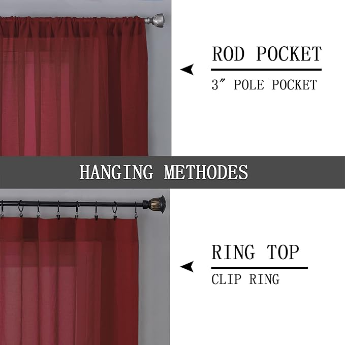 Tollpiz Sheer Tier Curtain Linen Textured Half Kitchen Curtains Sheer Light - Image 5
