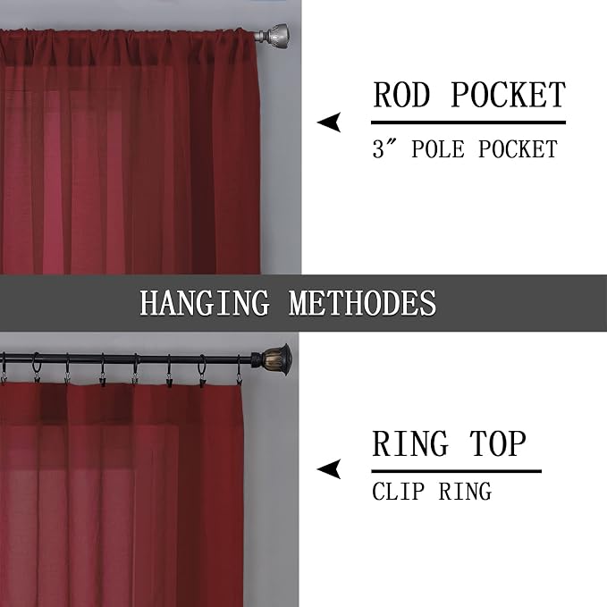 Tollpiz Short Sheer Curtains Living Room Linen Textured Curtain Sheers Light - Image 5