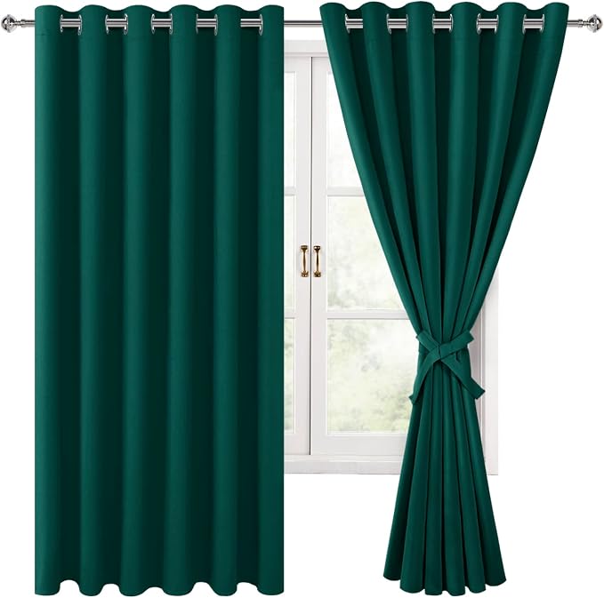 Blackout Curtains for Bedroom, Hunter Green, 70 x 63 Inch, 2 Panels | Thermal - Image 8