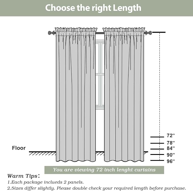 White Sheer Curtains 72 Inches Long 2 Panels, Transparent Voile Sheer White - Image 3