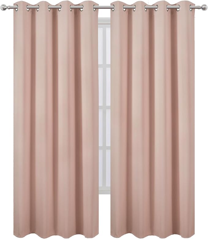 Blackout Curtains 52 x 108 inch/Blush Curtains Set of 2 Panels/Thermal - Image 2