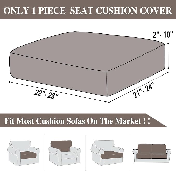 LA MEACK Couch Cushion Cover Seat Cushion Cover Stretch Armchair Cover Separate - Image 6