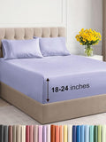 Extra Deep Twin Sheet Set - 4 Piece Breathable & Cooling Sheets - Hotel Luxury Bed Sheets Set - Easy & Secure Fit - Soft, Wrinkle Free & Comfy Sheets Set - Lavender Sheet Set with Extra Deep Pockets