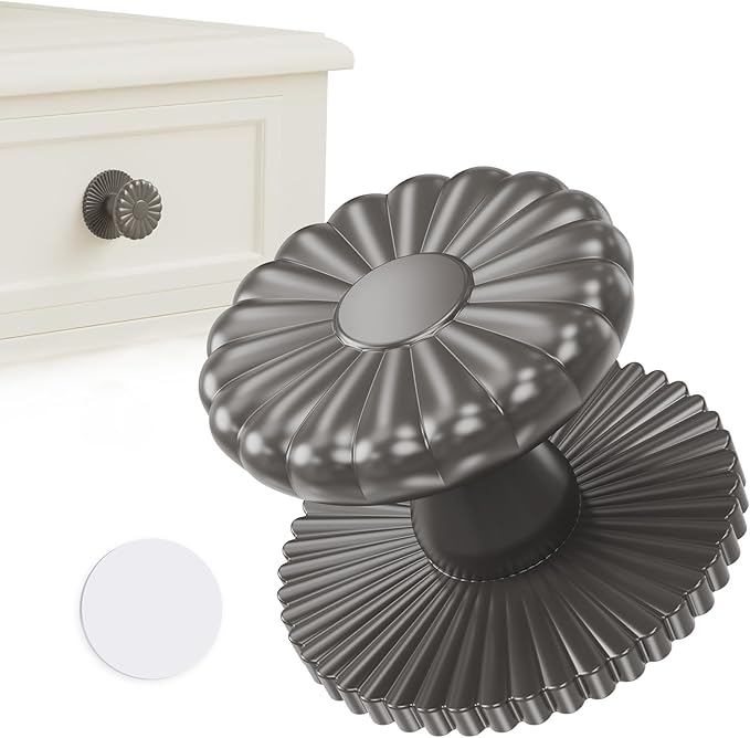Self Adhesive Drawer Knobs, Self Stick Door Pull Handles, Zinc Alloy No Drilling Cabinet Knobs for Drawer, Closet, Window, Dresser, Sliding Barn/Glass Shower/Balcony Door (1, Grey)