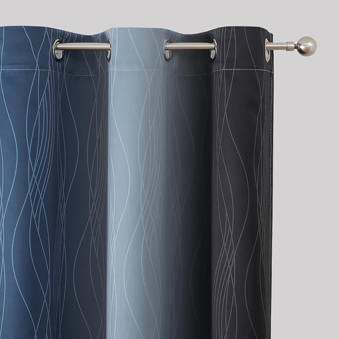 Navy Blue and Black Ombre Blackout Curtains - Image 4