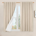 Natural 100% Blackout Polyester Curtains, 45 Inches Polyester Textured Thermal by LAMIT