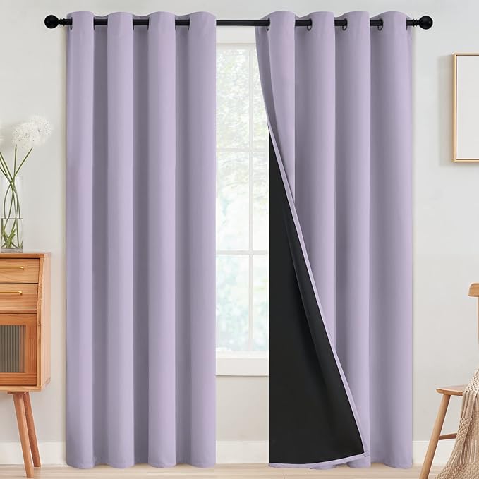 SimpleHome Lilac 100% Blackout Curtains Room Darkening Living Room 84 Inch | by SimpleHome