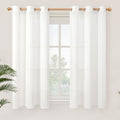 YoungsTex White Linen Semi Sheer Curtains 45 Inches Length by YoungsTex
