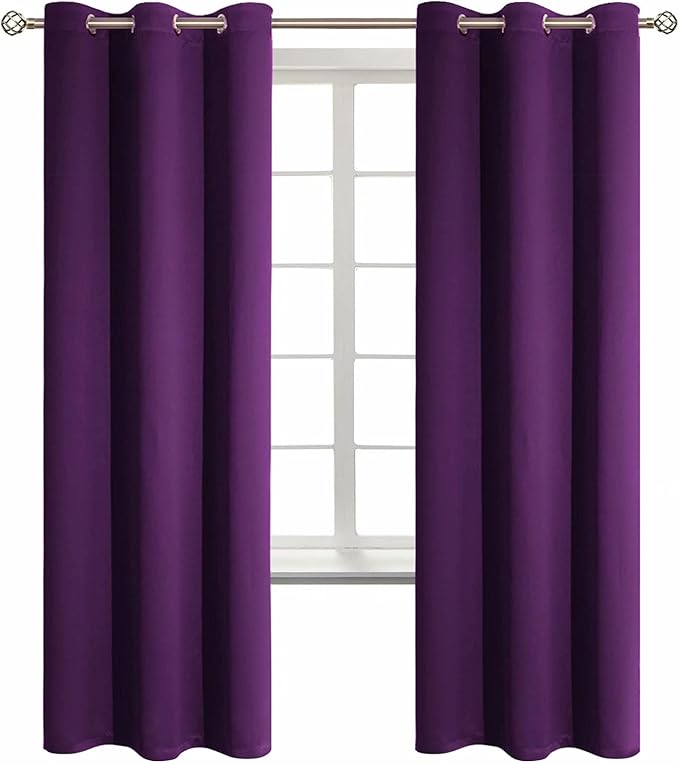 BGment Blackout Curtains - Grommet Thermal Insulated Room Darkening Bedroom and Living Room Curtain, Set of 2 Panels (42 x 72 Inch, Royal Purple)