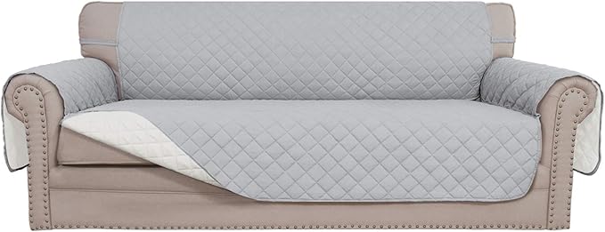 Easy-Going Reversible Couch Cover, 3 Cushion Sofa, Light Gray/Ivory | Machine by Easy-Going