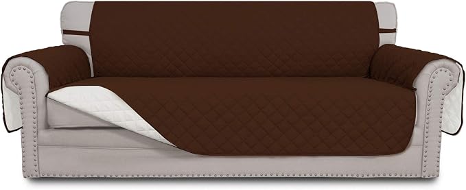 Easy-Going Reversible Couch Cover, 4 Seater Sofa, Coffee/Ivory | XX-Large Sofa by Easy-Going