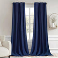 MIULEE Navy Blue Back Tab Blackout Curtains 52x96 Inch Long 2 Panels Set | Rod by MIULEE