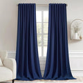 MIULEE Navy Blue Back Tab Blackout Curtains 52x108 Inch Long 2 Panels Set | Rod by MIULEE