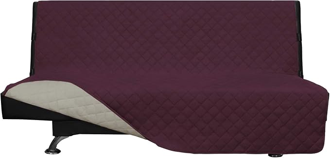Easy-Going Reversible Couch Cover, Large Futon Sofa, Wine/Beige | Machine by Easy-Going
