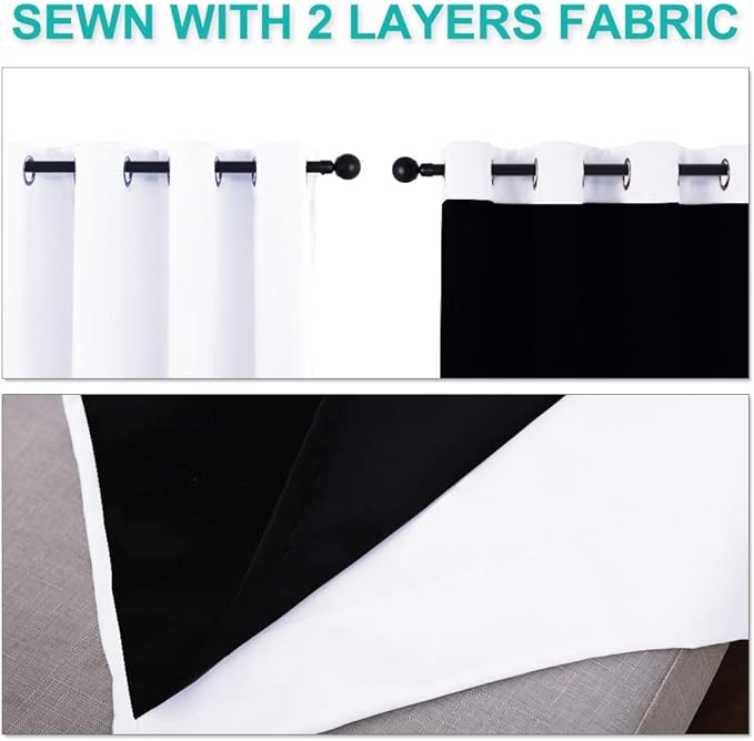 NICETOWN White Blackout Curtains 80 inches Long, 2 Pieces, Full Light Blocking - Image 5