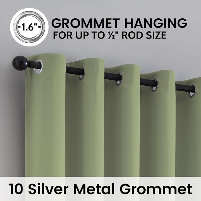 SimpleHome Sage 100% Blackout Curtains Room Darkening Living Room 63 Inch | - Image 6