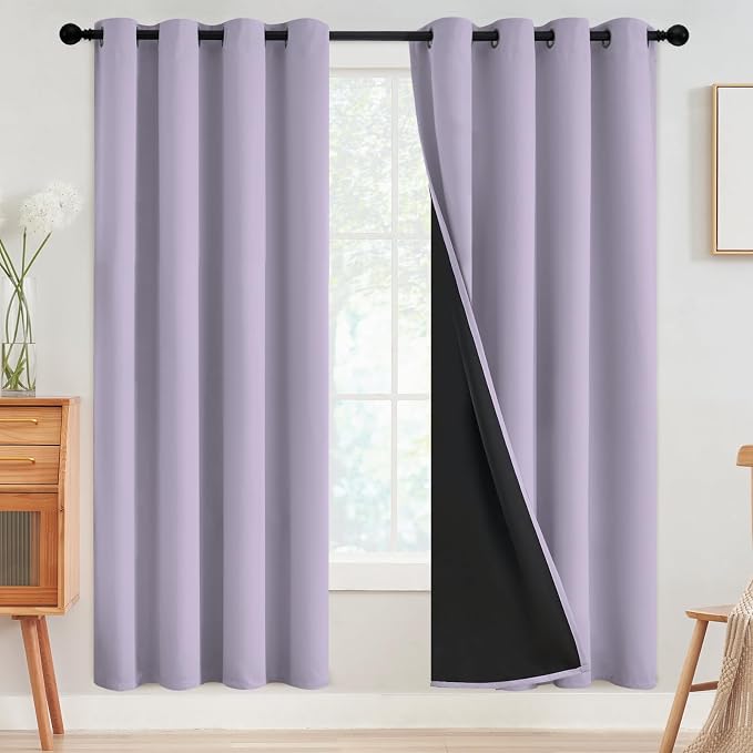 SimpleHome Lilac 100% Blackout Curtains Room Darkening Living Room 72 Inch | by SimpleHome