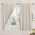 Short Linen Blackout Curtains 48 Inch Length 2 Panels, 34 x 48 Inch | Stone by LAMIT