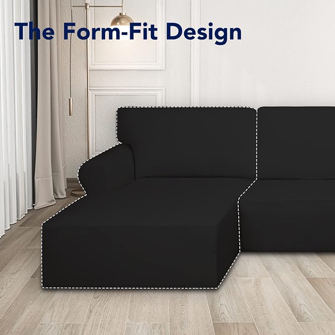 PureFit Stretch Sectional Couch Covers 2 pcs Non Slip L Shape Sofa Cover | - Image 3