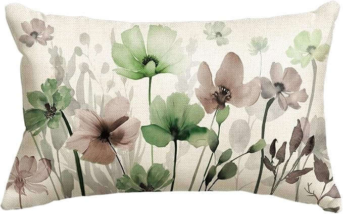 AVOIN colorlife Poppy Flowers Fall Spring Throw Pillow Cover 12x20 Inch | by AVOINcolorlife
