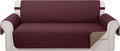 Reversible Couch Cover for 3 Cushion, Burgundy/Camel | Couch Cover for Sofa by LuxshareHome