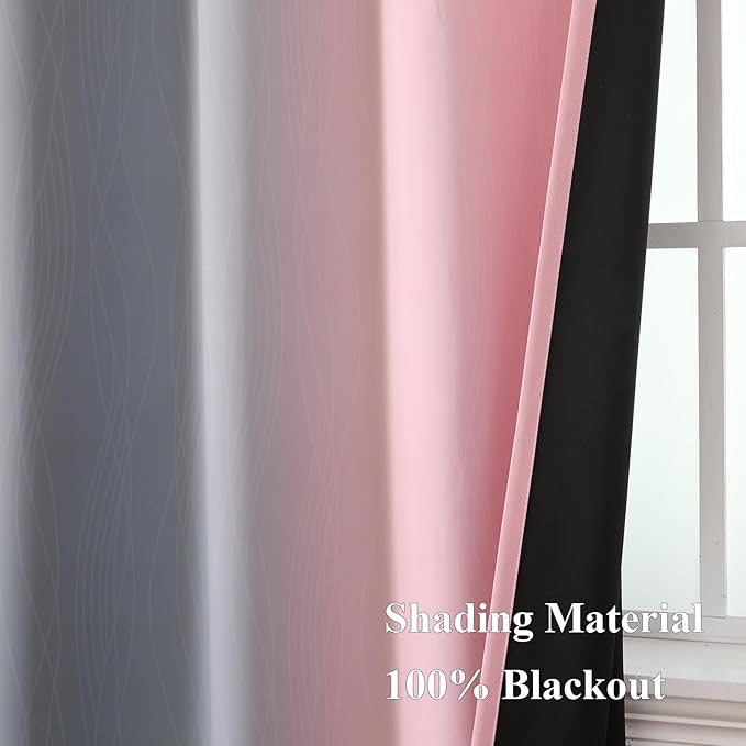 Pink and Gray Ombre Blackout Curtains - Image 5