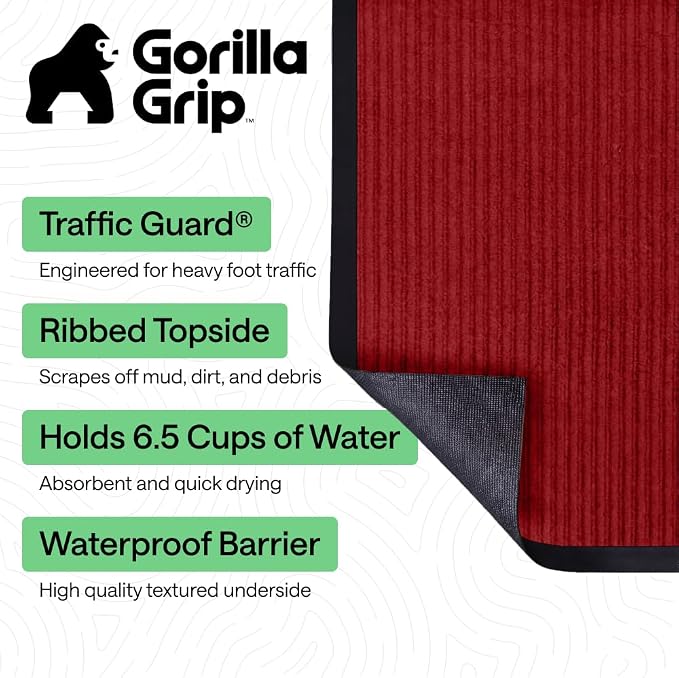 GORILLA GRIP Waterproof Traffic Guard Door Mat, Indoor Outdoor Heavy Duty - Image 2