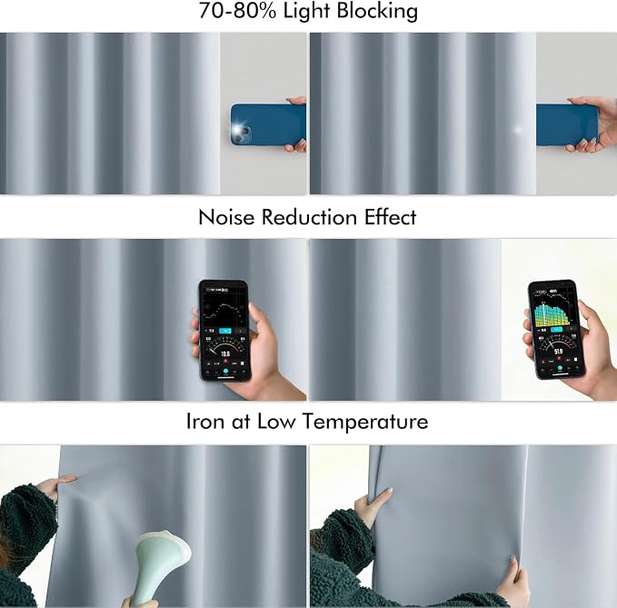 MIULEE Light Blue Back Tab Blackout Curtains 52x120 Inch Long 2 Panels Set | - Image 5