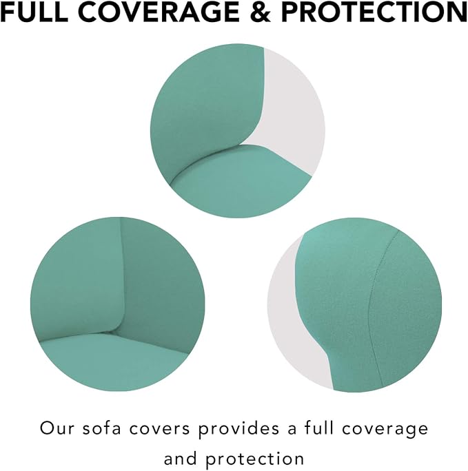 PureFit Stretch Couch Covers for Sofa 4 Seater Slipcovers Cyan | 1-Piece Sofa - Image 3