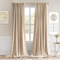 MIULEE Beige Back Tab Blackout Curtains 52x102 Inch Long 2 Panels Set | Rod by MIULEE