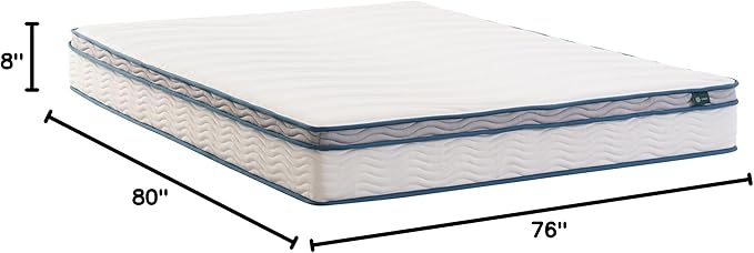 ZINUS 8 Inch Spring Sensation Hybrid Mattress [New Version], King, Fiberglass Free, Medium Firmness, Durable Support, Certified Safe Foams & Fabric, Mattress in A Box