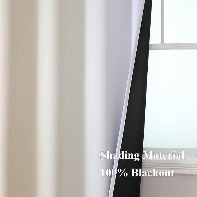 Beige and Greyish White Ombre Blackout Curtains Living Room 90 Inches Long | - Image 5