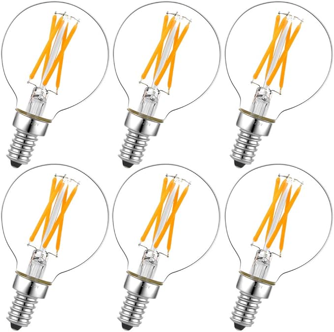 LiteHistory e12 led dimmable g16.5 Light Bulb 6W Equal 60 Watt 600lm AC120V e12 Candelabra Bulb 60 Watt for Chandeliers,Ceiling Fan,Vanity Warm White 2700K Globe e12 Light Bulb 6Pack
