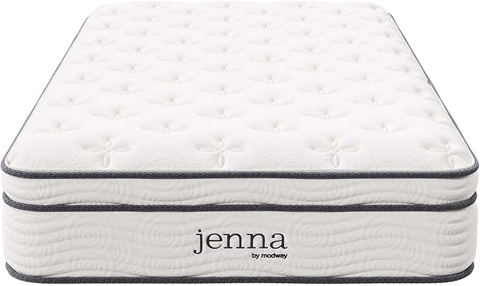 Modway Jenna 10” Innerspring and Memory Foam Twin XL Mattress With Individually Encased Coils, White
