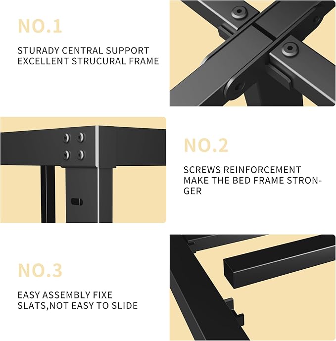 ALDRICH Metal Full Size Bed Frame - 16 Inch Tall Black Basic Steel Slats Platform, Easy Assembly Heavy Duty Noise Free Bedframes, No Box Spring Needed