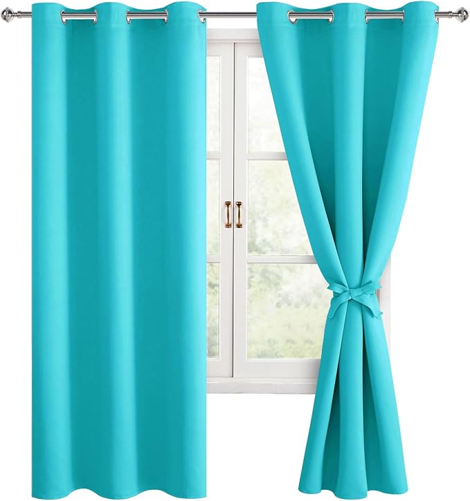 Blackout Curtains for Bedroom, 42 x 63 Inches Length, Turquoise | Thermal by Hiasan
