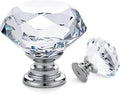 Ravinte Crystal Knobs for Dresser Drawers & Glass Cabinets - Diamond Shaped, 30 mm with Silver Base