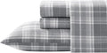 Laura Ashley - Flannel Sheets King Size, Anti-Pilling & Wrinkle Resistant Cotton, Touchably Soft for All-Season Comfort - Bed Sheets with Matching Pillowcases & Fitted Sheet (Mulholland Plaid Grey)