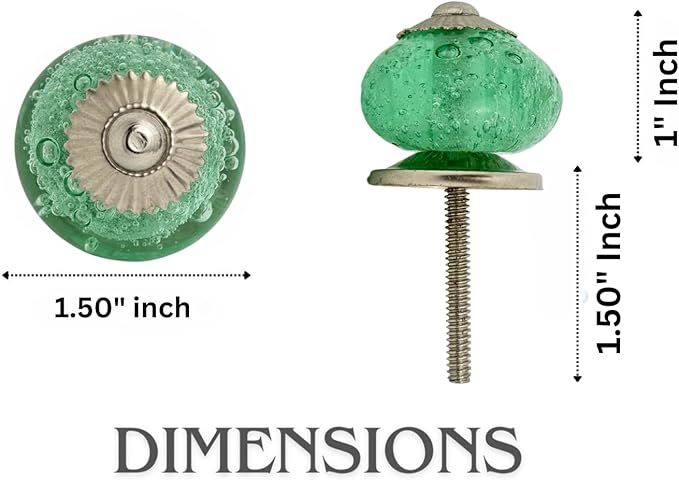 Perilla Home Set of 6 Crystal Bubble Glass Knob for Kitchen Cabinets - Crystal Glass Handles and Pull Knob for Dresser Drawer | Living Room | Kitchen | Bathroom | Closet Cupboard Furniture