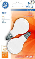 GE A15 Ceiling Fan Decorative Light Bulb, Soft White Finish, 40-Watt, Candelabra Base, 2-Pack