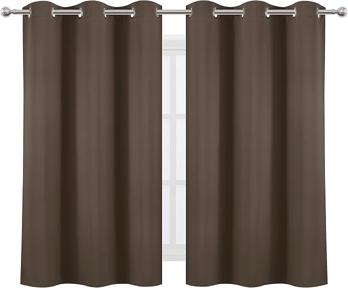 Chocolate Brown Blackout Curtains 38 x 54 Inch Length/Set of 2 Curtain - Image 2