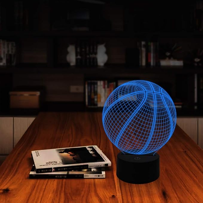 AZIMOM 3D Illusion Lamp Basketball Lamp Decor 16Colors Changing Basketball Shape Night Light Smart Touch Sensor Remote Control Bedside Lamps Home Decoration for Kids Boys & Girls Women Birthday Gifts