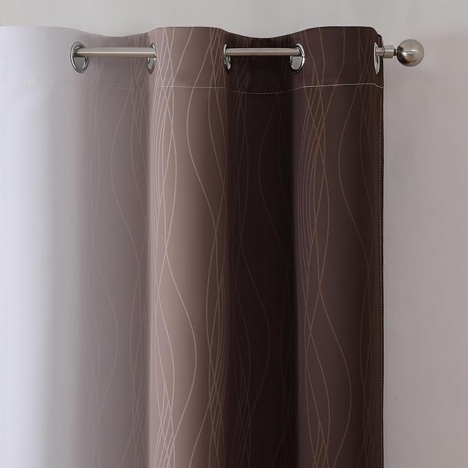Brown and Greyish White Blackout Curtains - Image 4