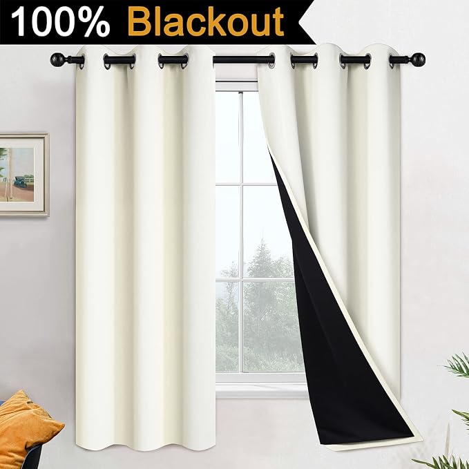 Yakamok Cream 100% Blackout Curtains 63 Inches Long - Image 2