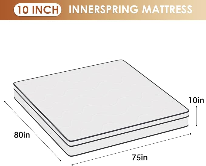 PayLessHere | 10 Inch King Mattress | Medium Firm Hybrid Mattress | White | with High-Density Foam and Breathable Cover | Pocket Spring Design, Pressure Relief | Bed in a Box, CertiPUR-US Certified