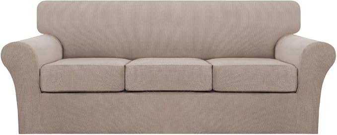 Turquoize 4 Piece Sofa Covers for 3 Cushion Couch Sofa Slipcover Soft Couch by Turquoize