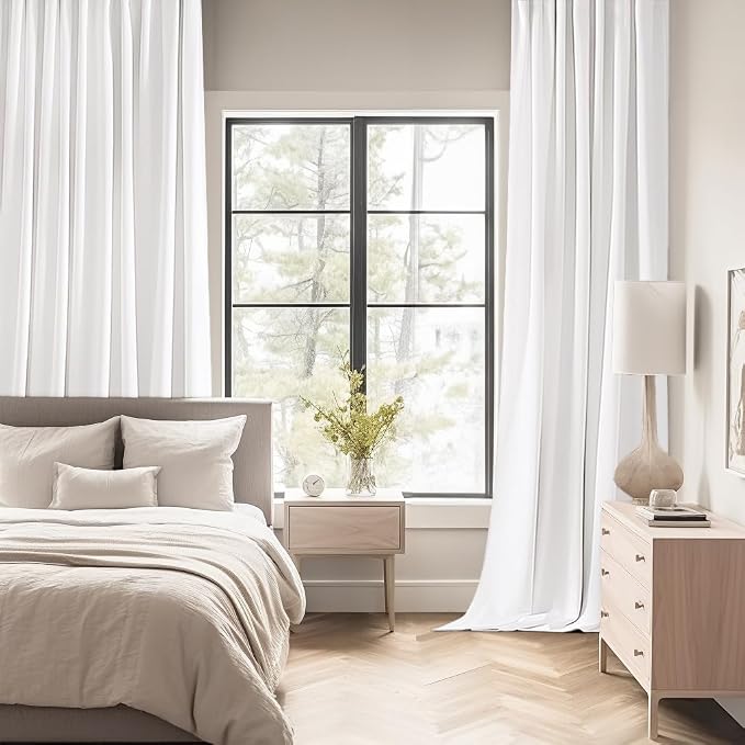 MIULEE Pure White Back Tab Blackout Curtains 52x72 Inches Long 2 Panels Set | - Image 2